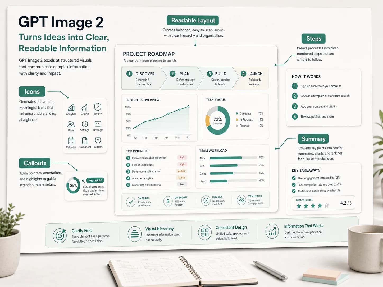 Plan infographics as a readable information hierarchy